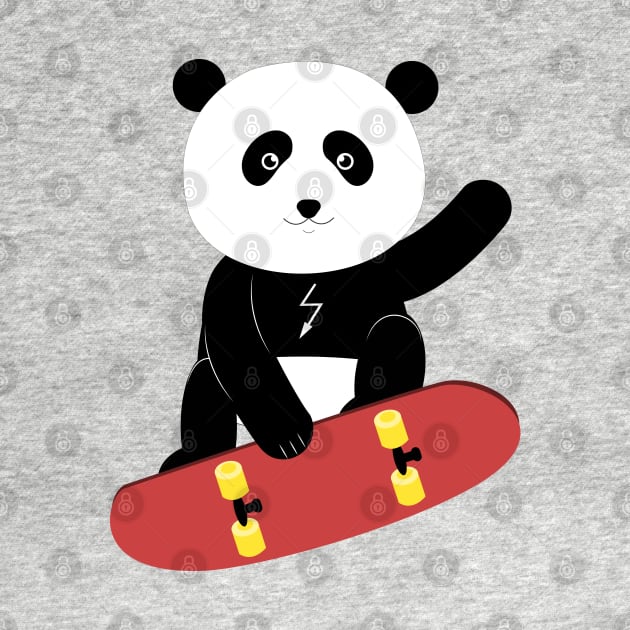 Panda on a skateboard by grafart